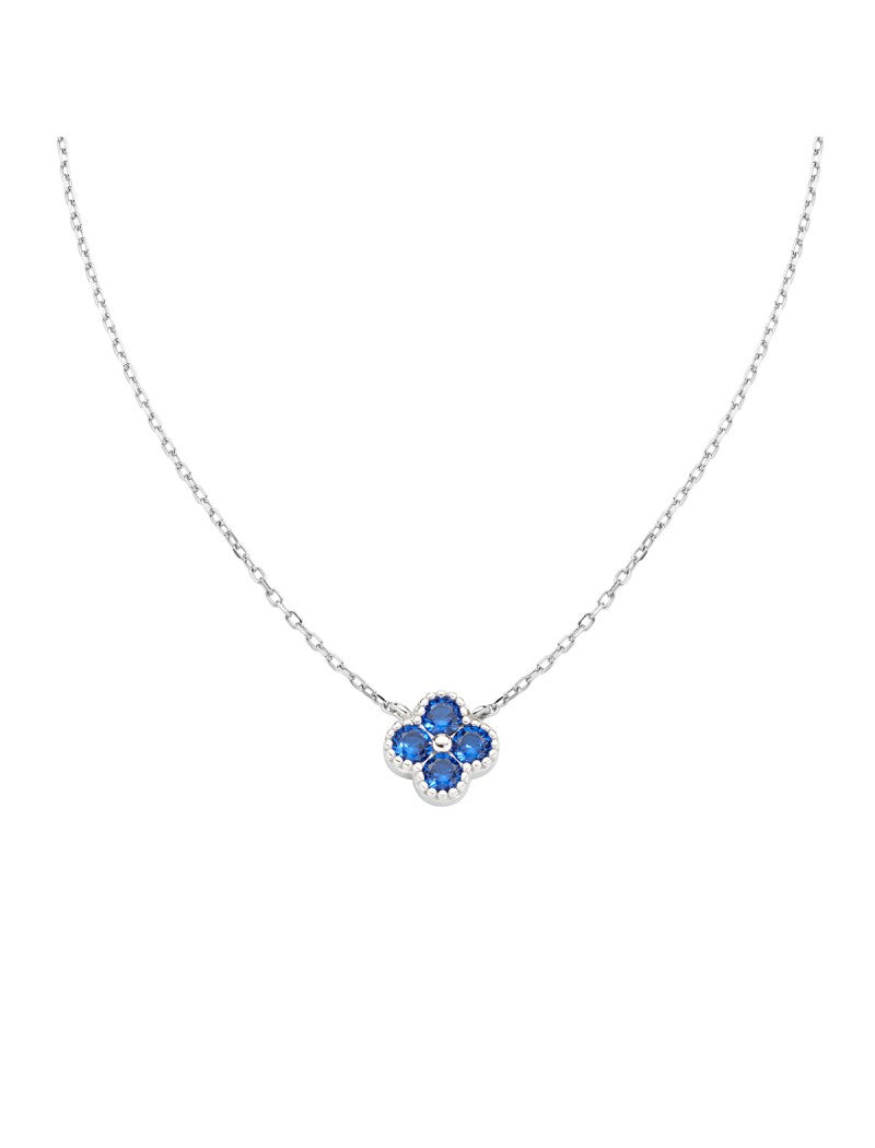 Collier en argent sterling avec zircone bleue - Rhodium
