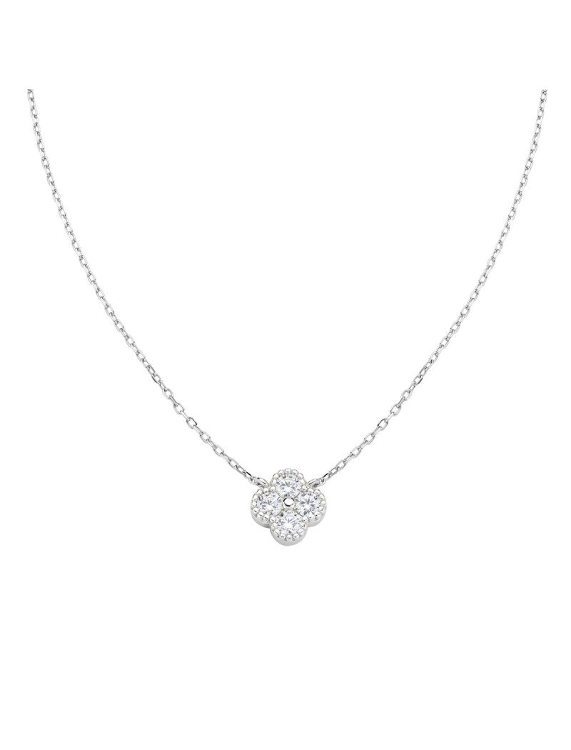 Collier en argent sterling avec zircone blanche - Rhodium