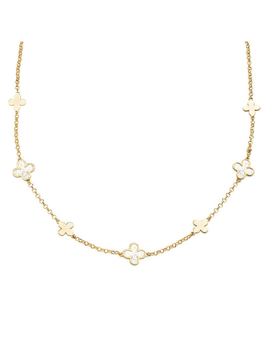 Collier en argent massif et nacre blanche - Doré