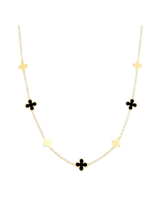 Collier en argent massif et émail noir - Doré