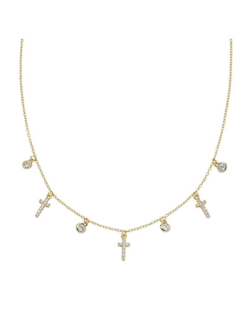 Collier en argent sterling avec zircone blanche - Or