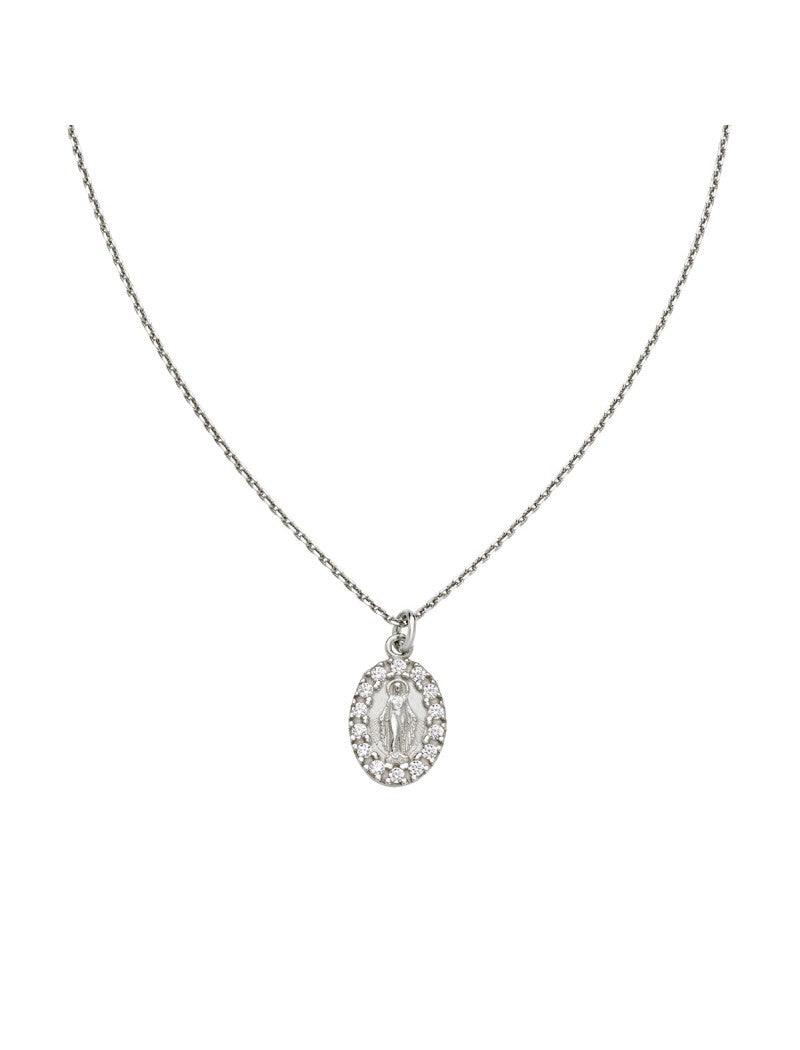 Collier en argent sterling avec zircone blanche - Rhodium