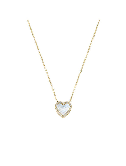 Collier en argent sterling avec nacre blanche et zircone - Or