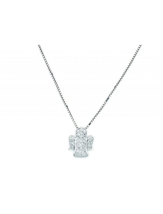 Collier en argent massif et zircons blancs - Rhodié
