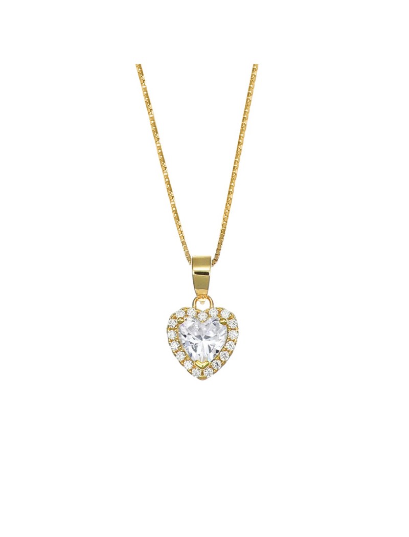 Collier en argent sterling avec zircons blancs - Doré