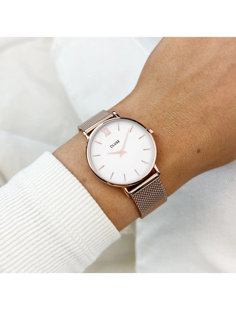 Cluse - Minuit Mesh, Or Rose, Blanc/Or Rose