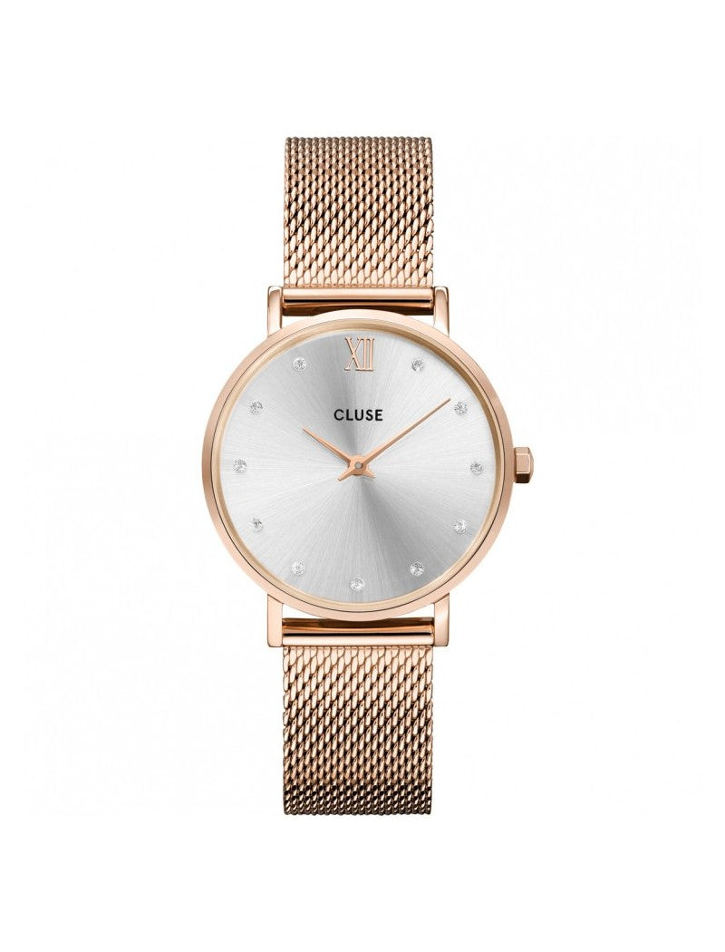 Cluse - Cristaux de maille Minuit, argent, couleur or rose