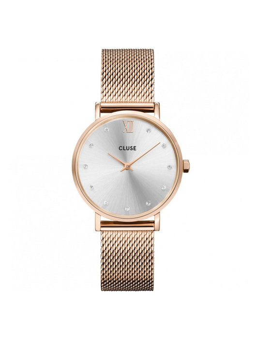 Cluse - Cristaux de maille Minuit, argent, couleur or rose