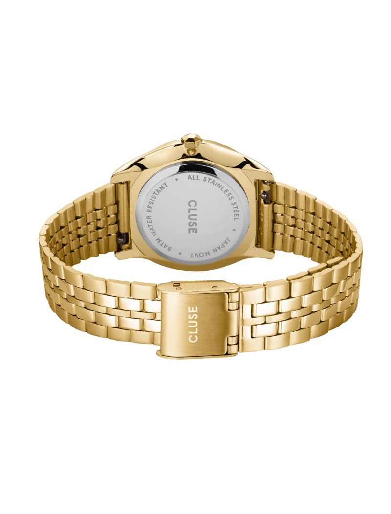 Cluse - Montre Féroce Petite Acier, Texture Feuille Bleu Piscine, Couleur Or