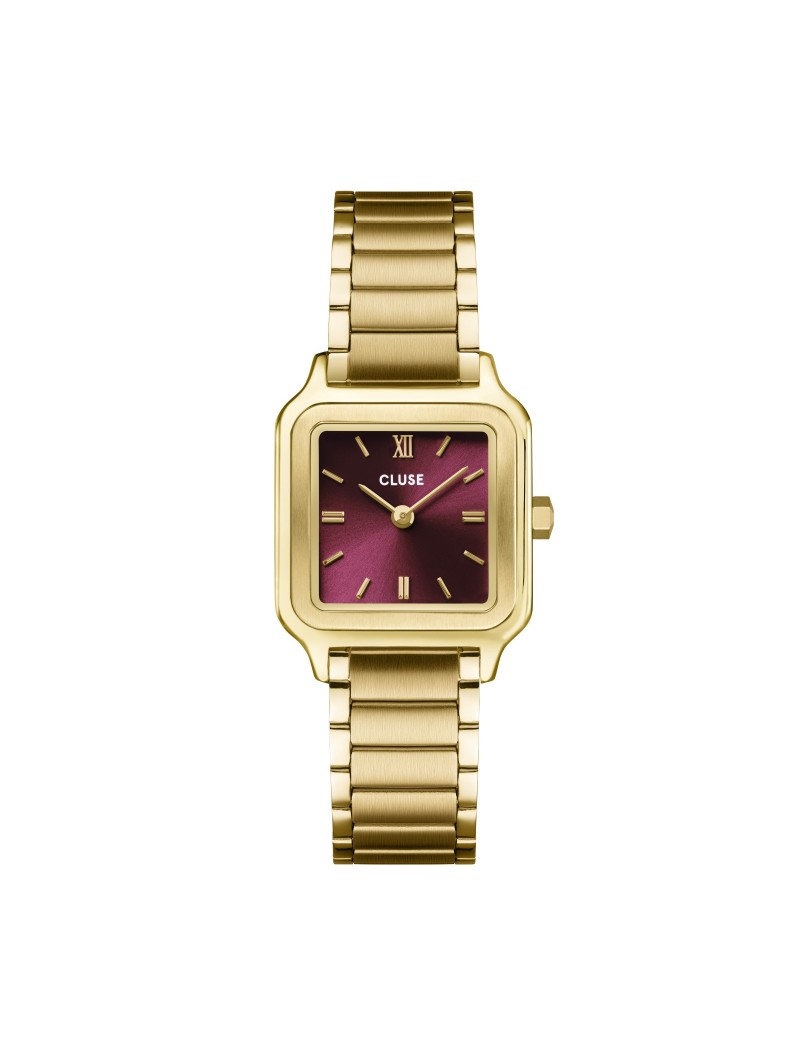 Cluse -Montre Gracieuse Petite Acier, Cerise Foncé, Couleur Or