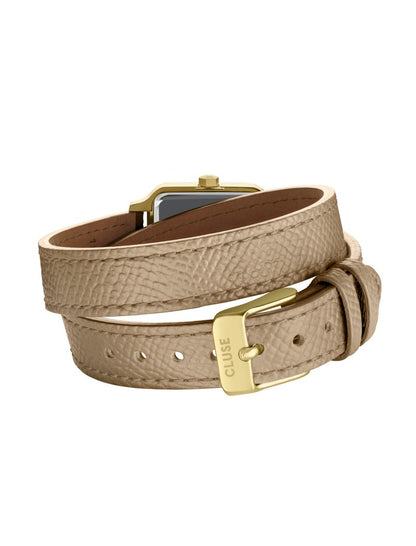 Montre Gracieuse Petite Double Cuir, Rugby Tan, Couleur Or