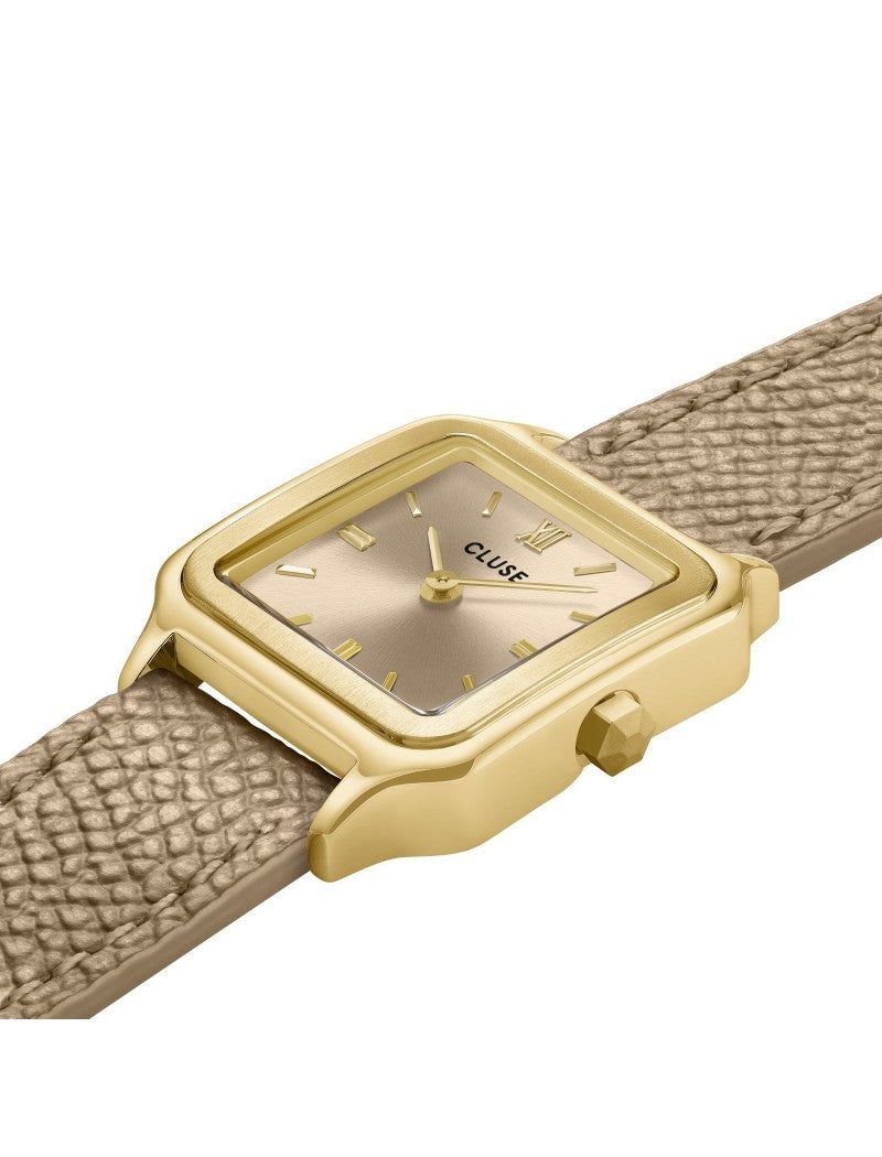 Montre Gracieuse Petite Double Cuir, Rugby Tan, Couleur Or