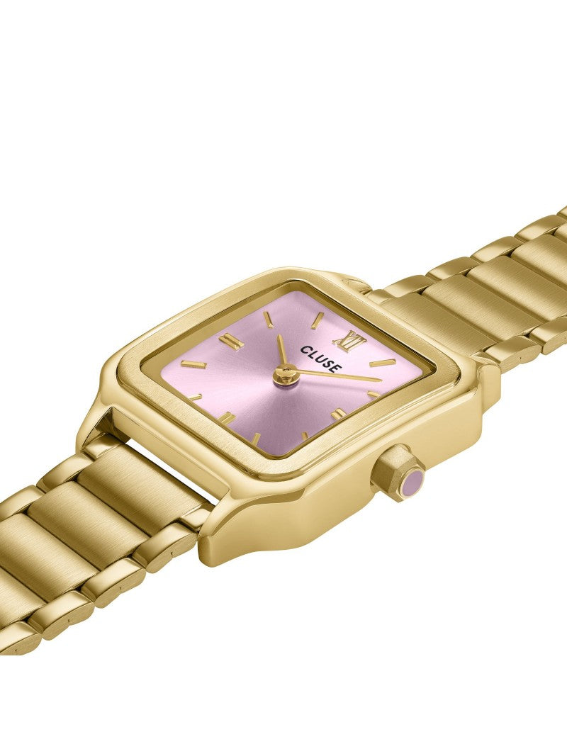 Montre Gracieuse Petite Acier, Rose Mauve, Couleur Or
