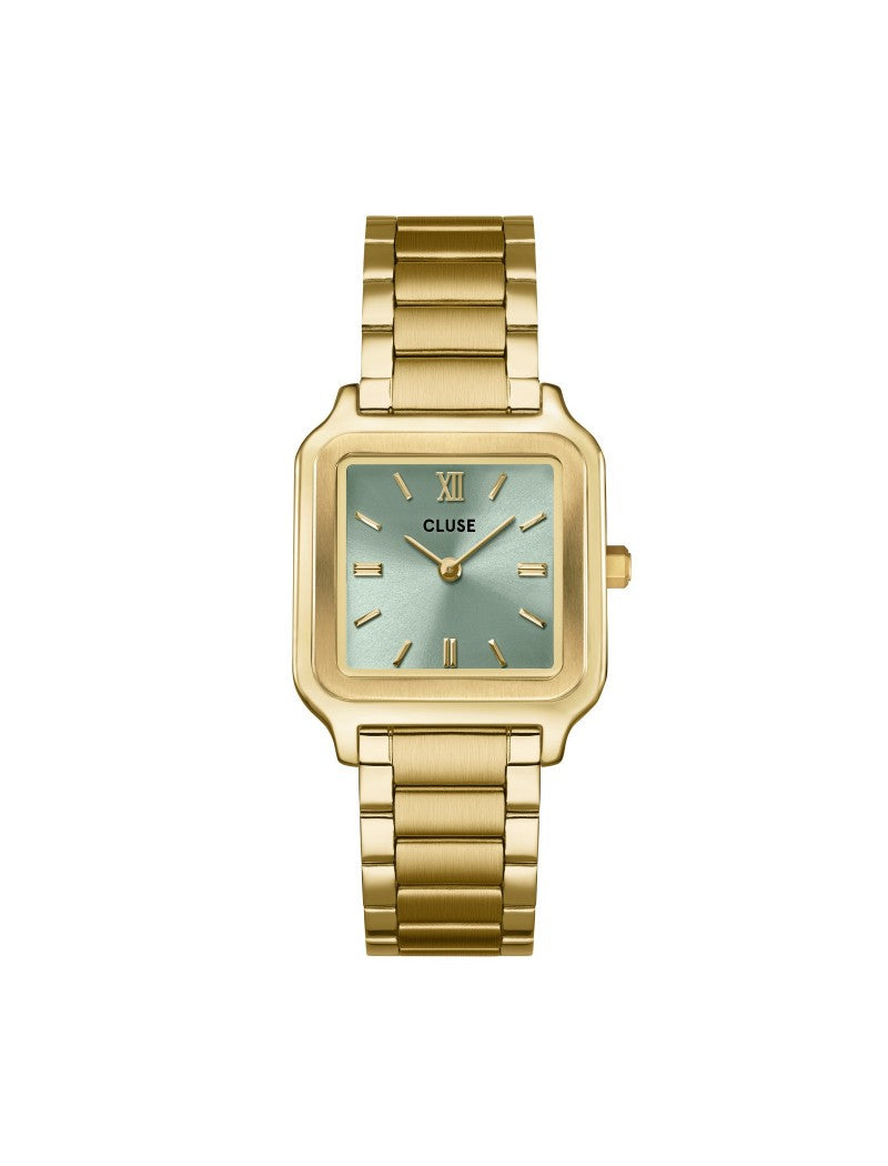 Montre Gracieuse Acier, Vert Sauge, Couleur Or