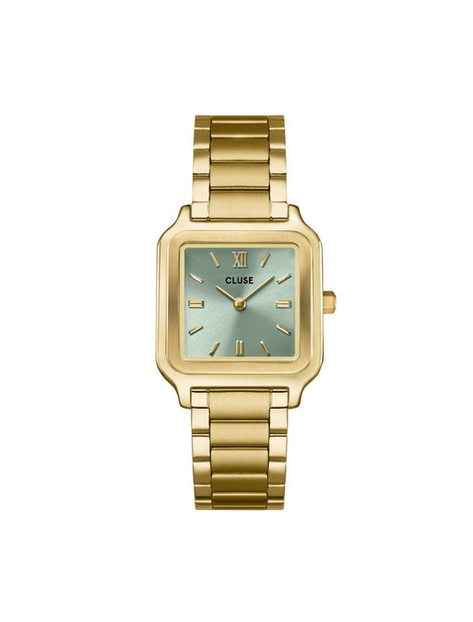 Montre Gracieuse Acier, Vert Sauge, Couleur Or