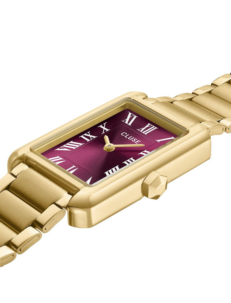 Montre Belisenna en acier, couleur vin et or