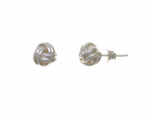Clou d'oreille femme argent rhodié nœud tressé