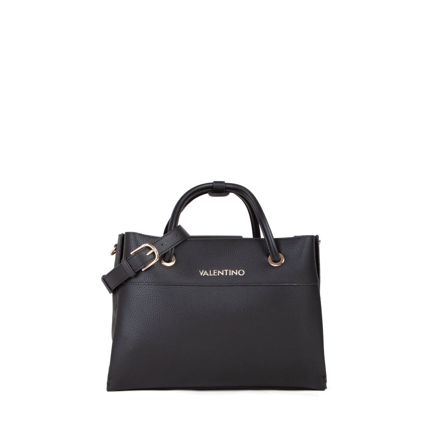 Sac à main femme noir texturé anneaux dorés élégant