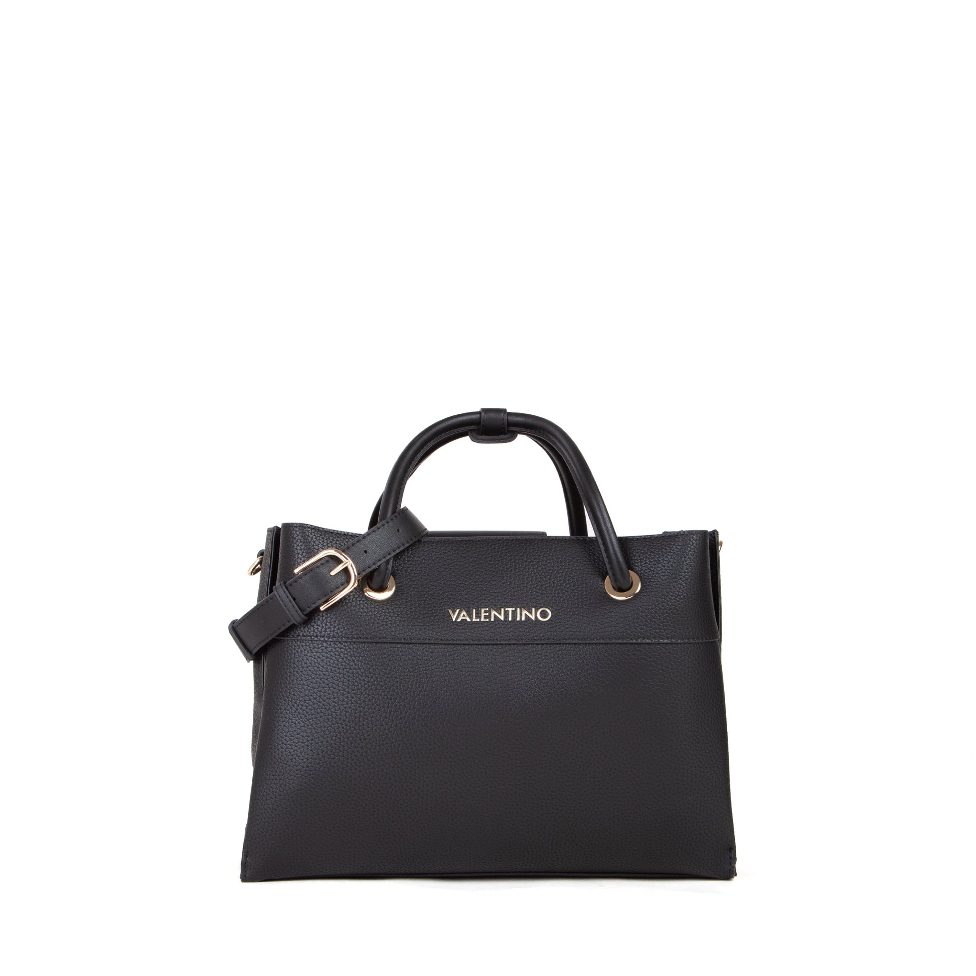 Sac à main femme noir texturé anneaux dorés élégant