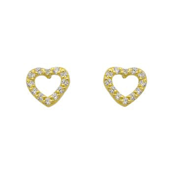 Clou oreille femme or jaune 9 carats cœur zirkonia