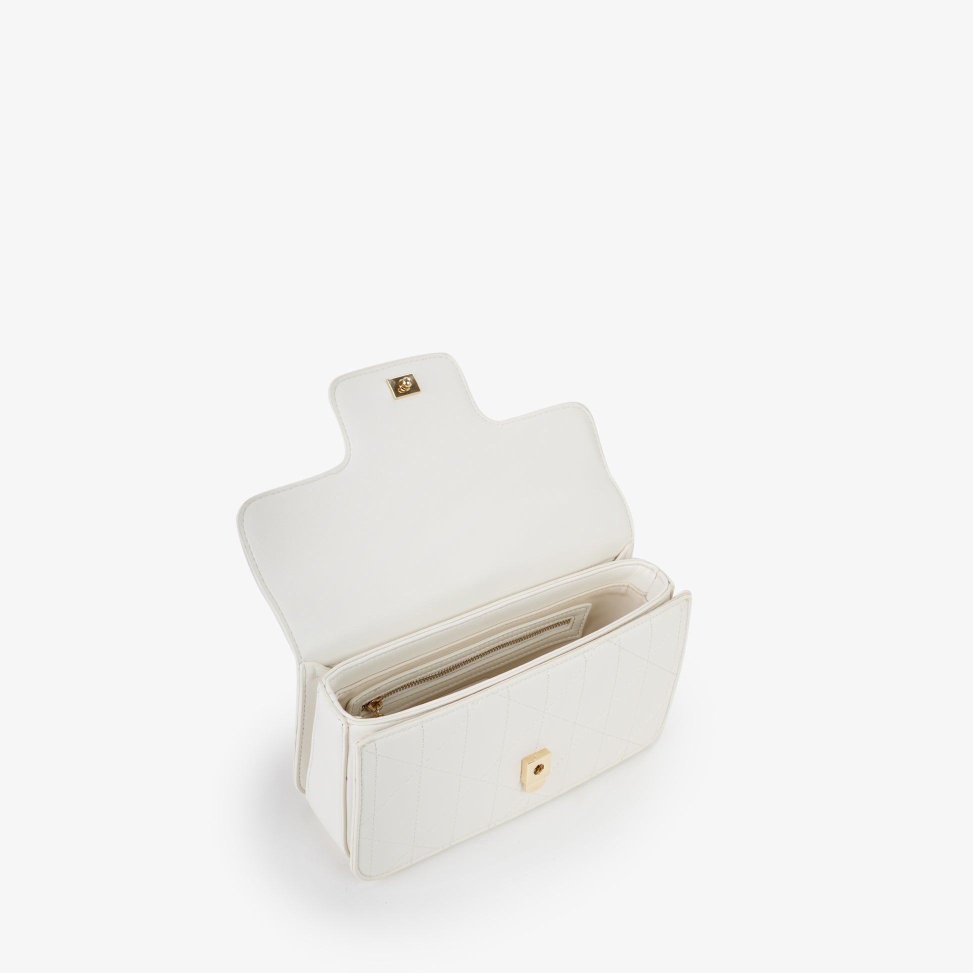 Sac à main femme blanc matelassé fermoir doré
