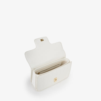 Sac à main femme blanc matelassé fermoir doré