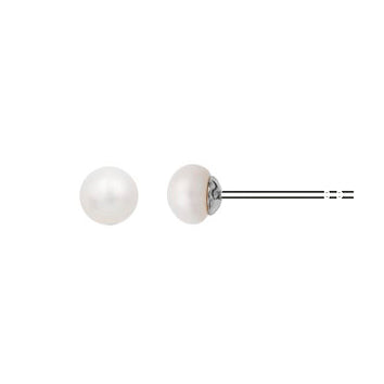 BOUCLES D'OREILLES ARGENT RHODIE - PERLE DE CULTURE 3.5 MM