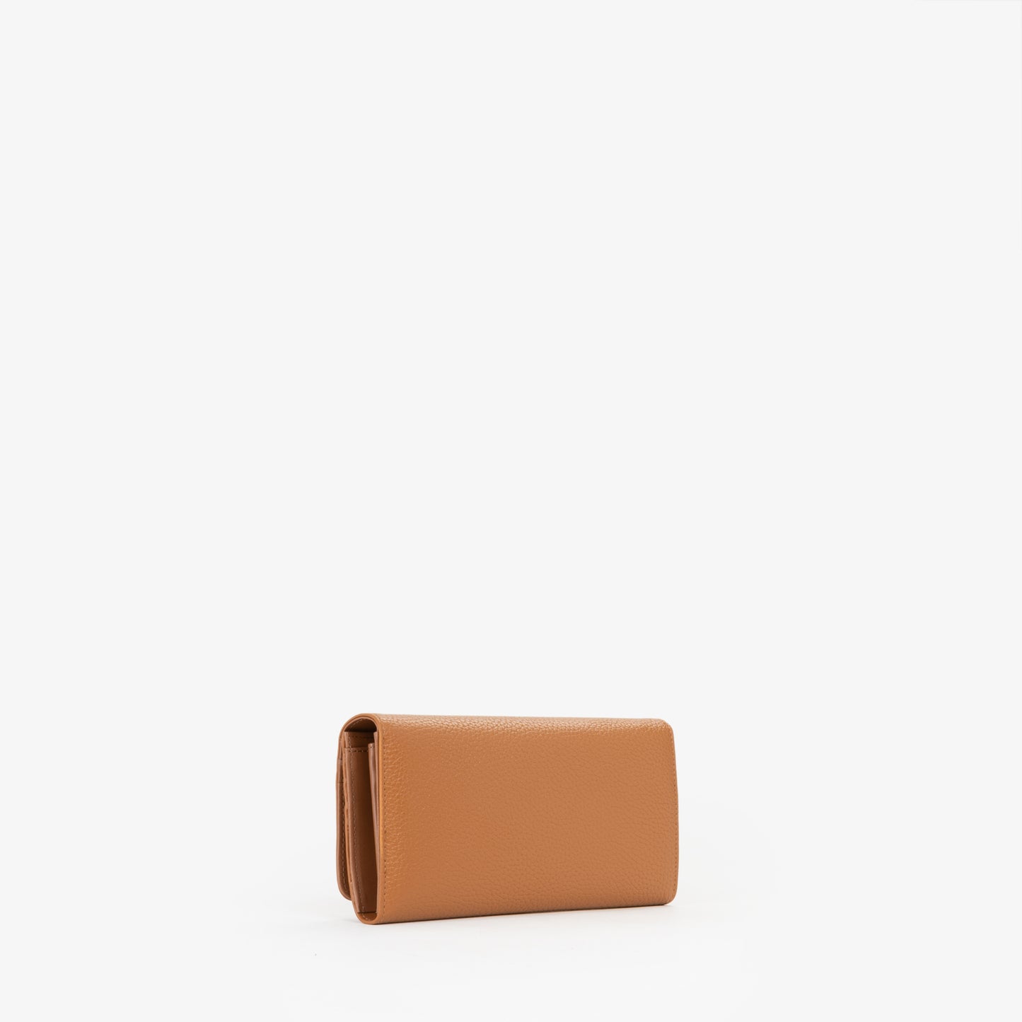 Portefeuille femme cuir grainé camel grand format