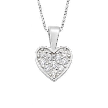 Collier femme argent rhodié pendentif cœur zirconia