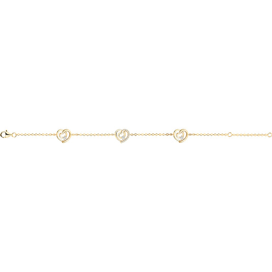 Bracelet femme plaqué or jaune motif cœur zirconia
