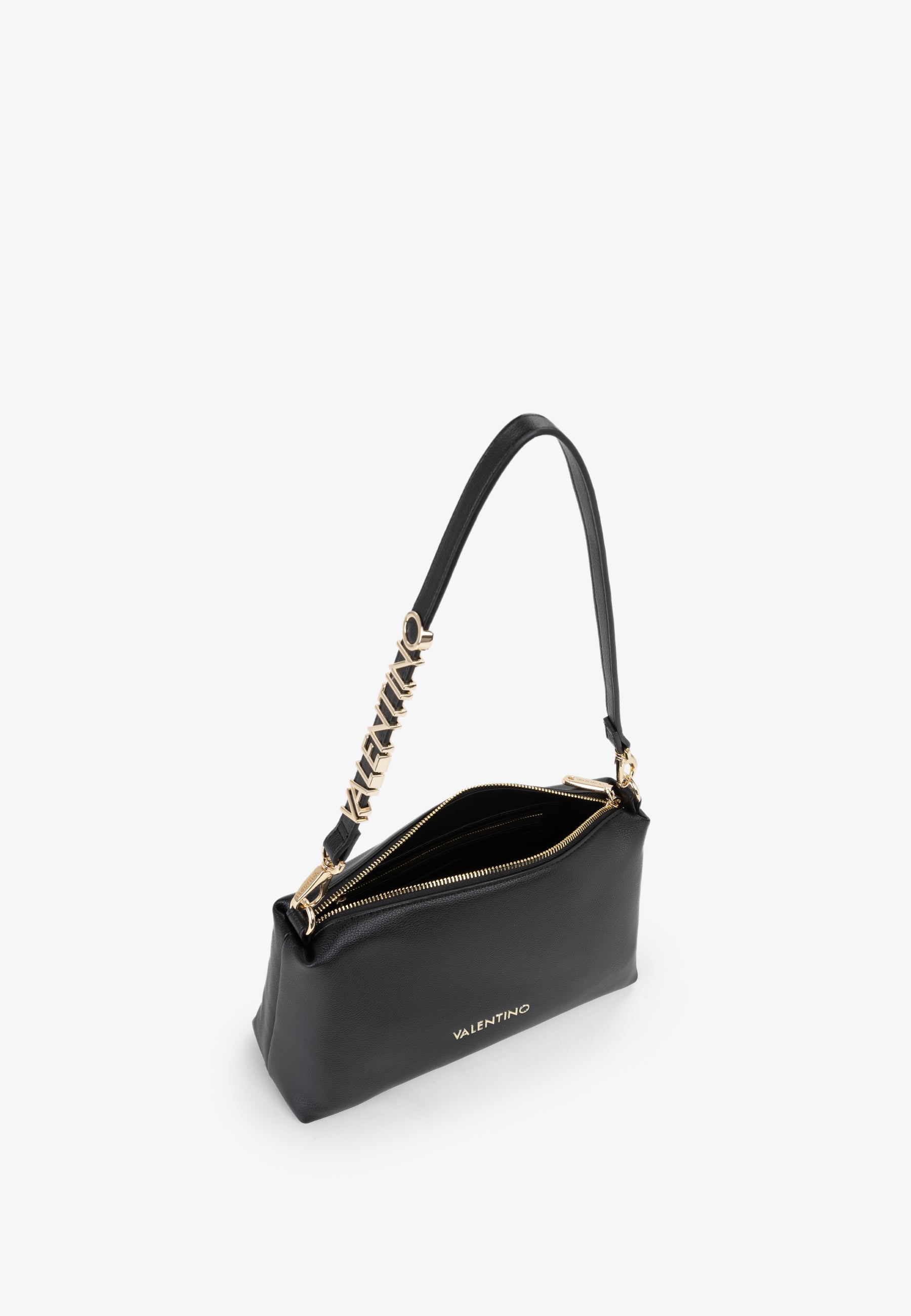 Sac bandoulière femme noir simili cuir détail doré