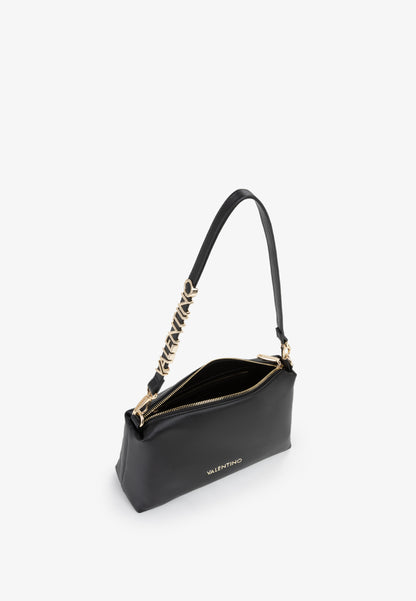 Sac bandoulière femme noir simili cuir détail doré