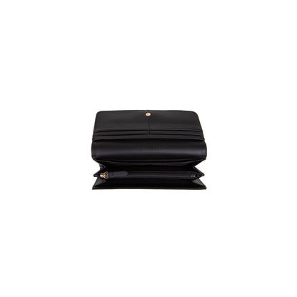 Portefeuille femme simili cuir grainé noir élégant