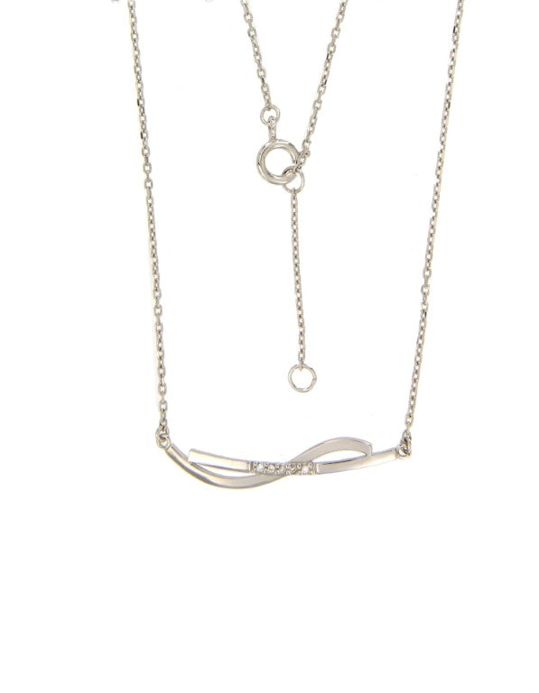 Collier femme argent rhodié ruban zirconia 42 cm