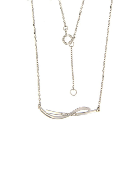 Collier femme argent rhodié ruban zirconia 42 cm