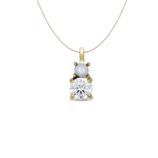 Collier femme or jaune 9 carats perle de culture et zirkonia