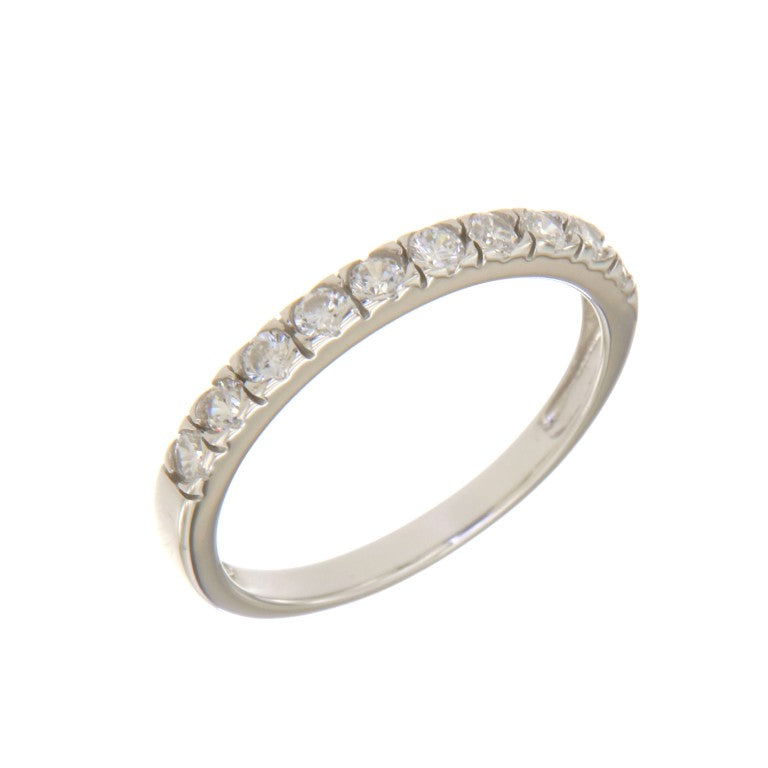 Bague femme argent rhodié alliance zirconia