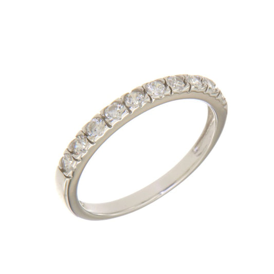 Bague femme argent rhodié alliance zirconia