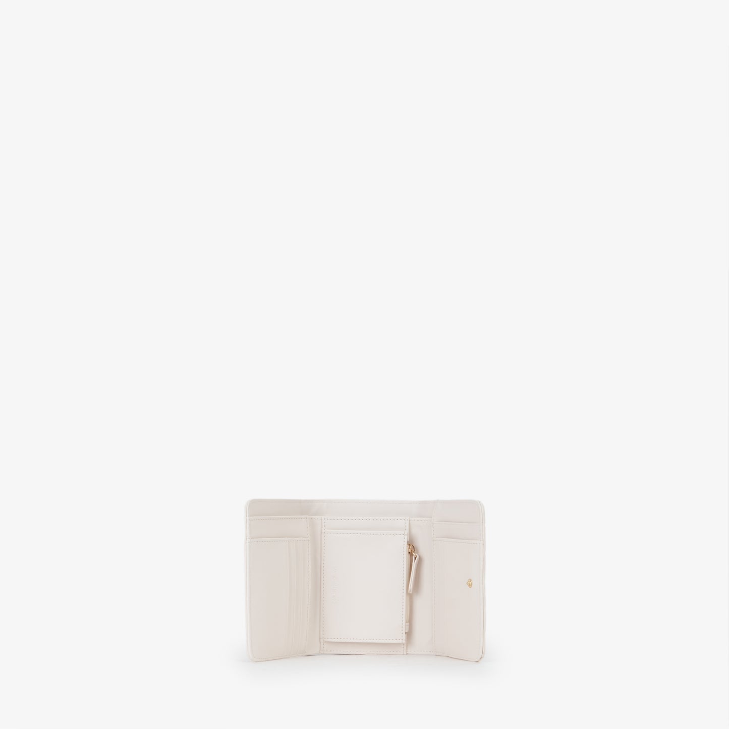 Portemonnaie femme cuir écru motif monogramme embossé