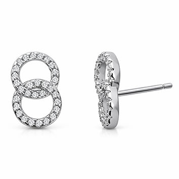 Boucles d'oreilles femme argent 925 double cercle zirkonia