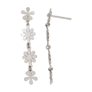 Boucles d'oreilles femme argent rhodié motif fleurs