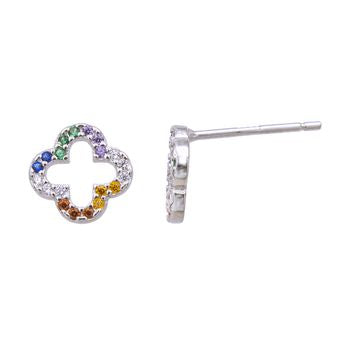 Boucles d'oreilles femme argent rhodié zirconia multicolore