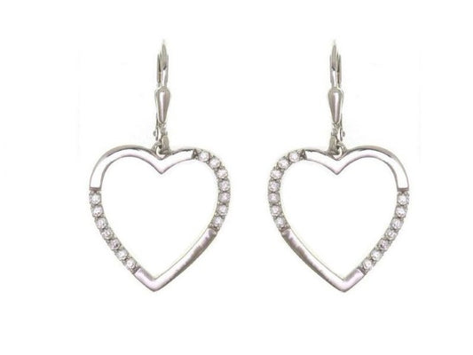 Boucles d'oreilles femme argent rhodié cœur zirconia