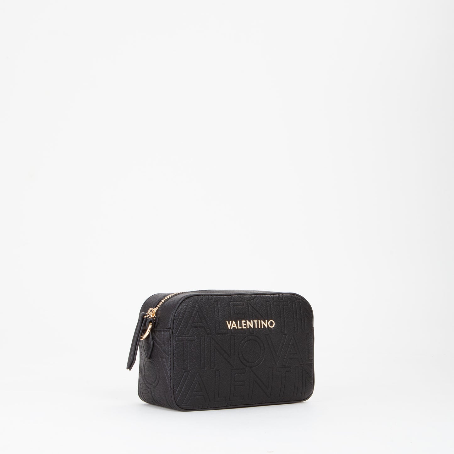 Sac bandoulière femme noir embossé logo répété