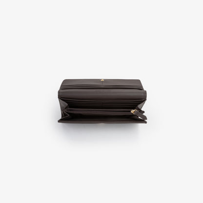 Portefeuille femme simili cuir grainé taupe fermeture clapet