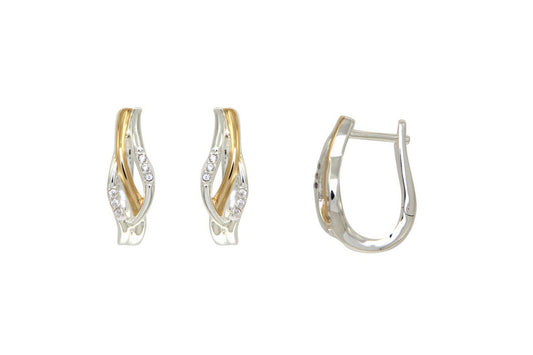 Créoles femme argent rhodié bicolore or zirconia