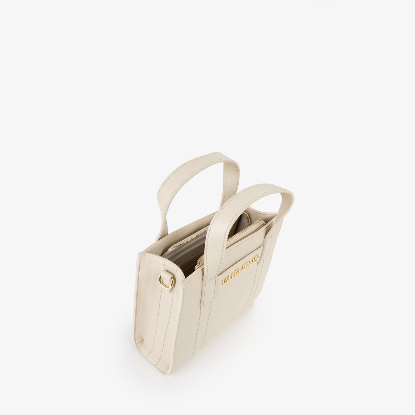 Sac à main femme écru simili cuir logo doré Valentino