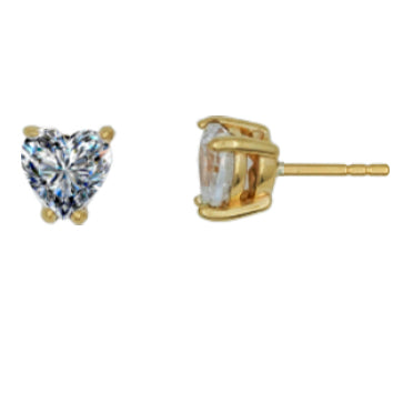 Clous d'oreilles femme or jaune 9k coeur zirkonia