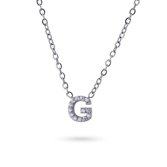 COLLIER EMILIA - ACIER - ZIRCONIA - LETTRE G - 38+5 CM