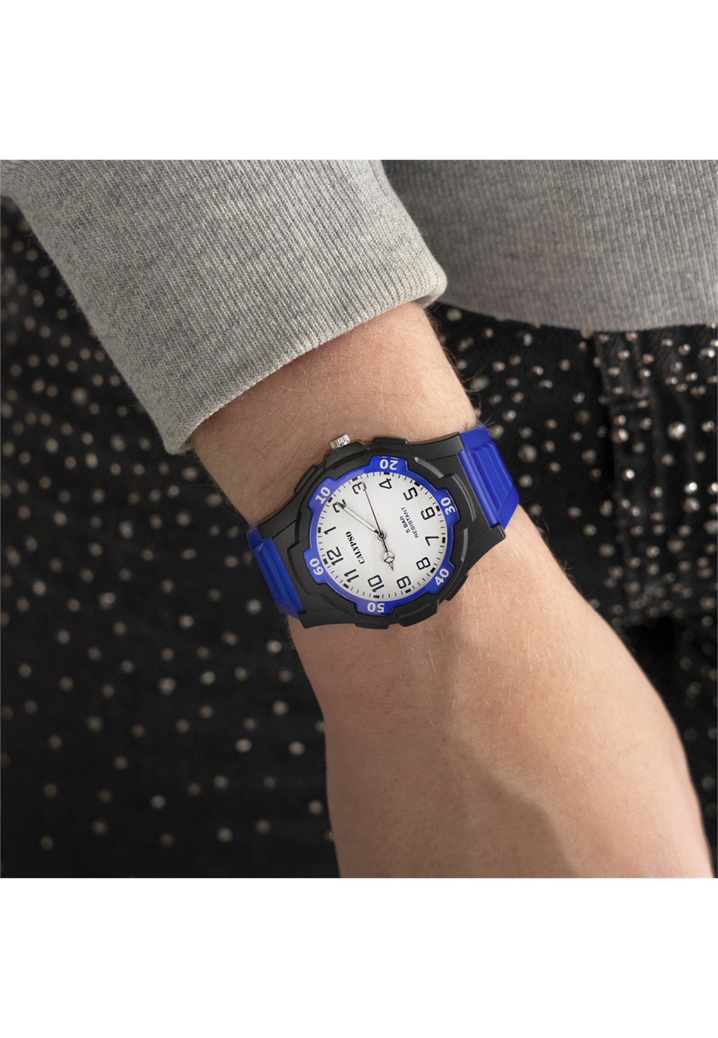 MONTRE BLEU, BRACELET CAOUTCHOUC, HOMME